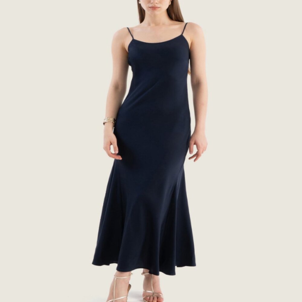 Italic Marlowe Silk Maxi Dress Navy S NWT